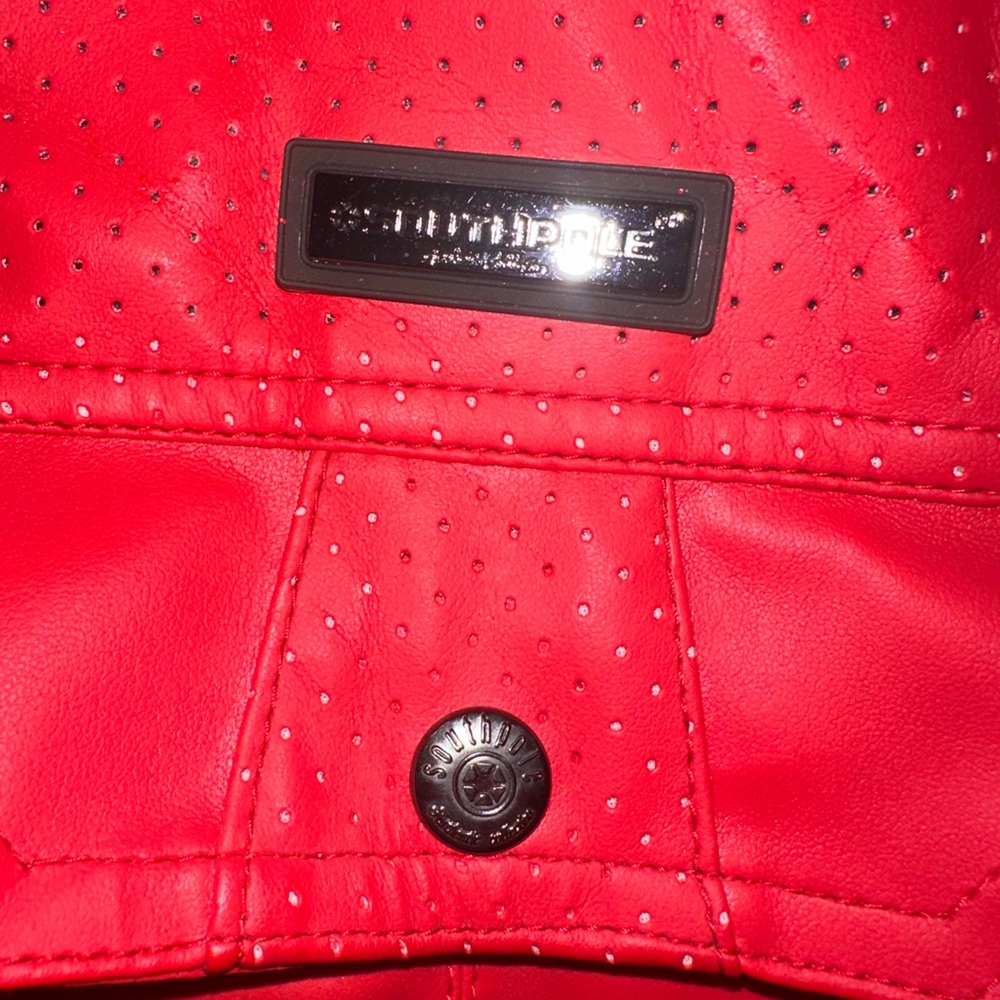Southpole Athletic Collection Red Faux Leather Bomber Jacket XL Streetwear Y2K
